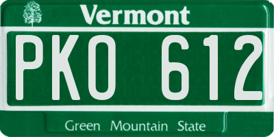 VT license plate PKO612