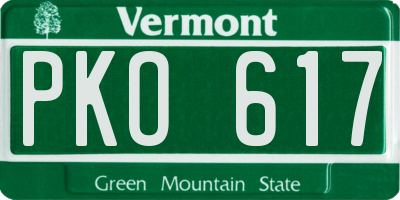 VT license plate PKO617