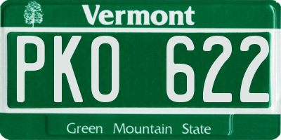 VT license plate PKO622