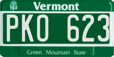VT license plate PKO623