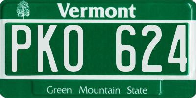 VT license plate PKO624