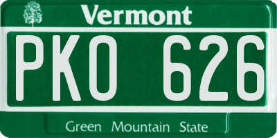 VT license plate PKO626