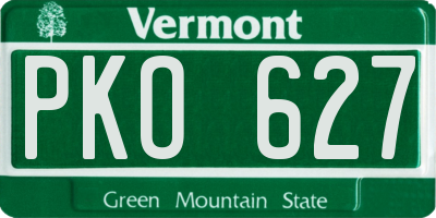VT license plate PKO627