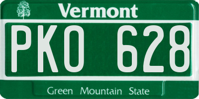 VT license plate PKO628