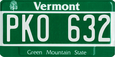 VT license plate PKO632