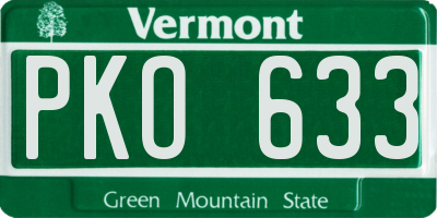VT license plate PKO633
