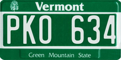 VT license plate PKO634