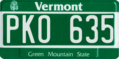 VT license plate PKO635