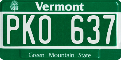 VT license plate PKO637