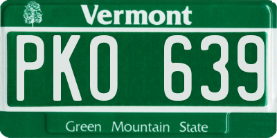 VT license plate PKO639