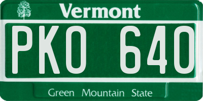 VT license plate PKO640