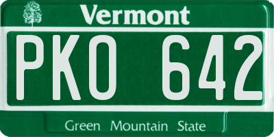 VT license plate PKO642