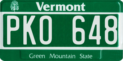 VT license plate PKO648