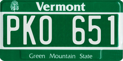 VT license plate PKO651