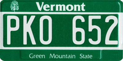 VT license plate PKO652