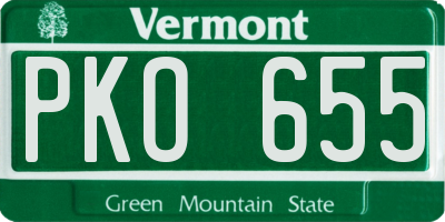 VT license plate PKO655