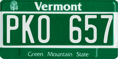 VT license plate PKO657