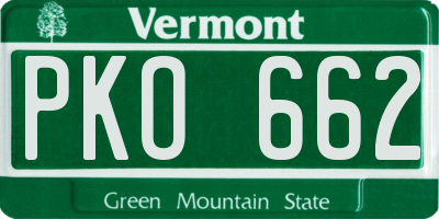 VT license plate PKO662