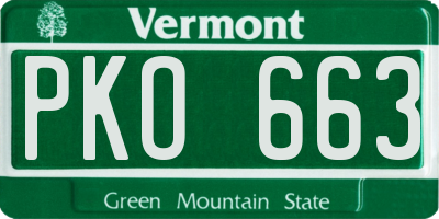 VT license plate PKO663