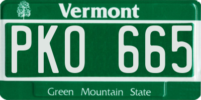 VT license plate PKO665
