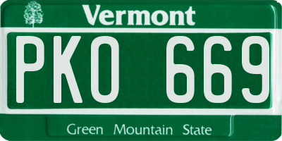 VT license plate PKO669