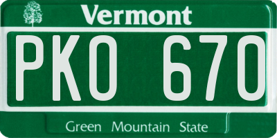 VT license plate PKO670