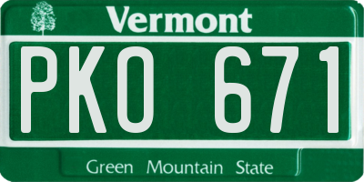 VT license plate PKO671