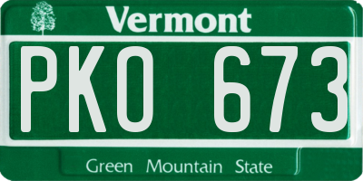 VT license plate PKO673