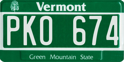 VT license plate PKO674