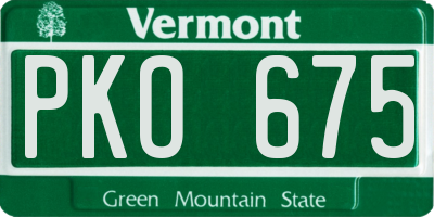 VT license plate PKO675