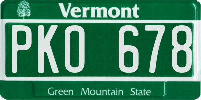 VT license plate PKO678