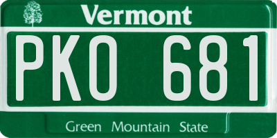 VT license plate PKO681