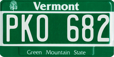 VT license plate PKO682