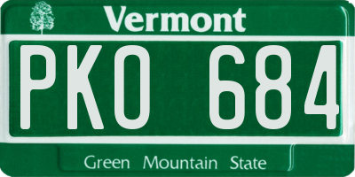 VT license plate PKO684