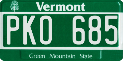 VT license plate PKO685