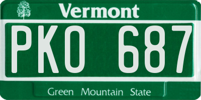 VT license plate PKO687