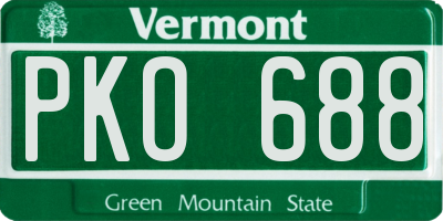 VT license plate PKO688