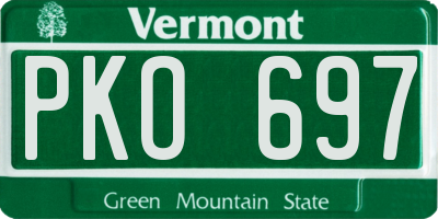 VT license plate PKO697