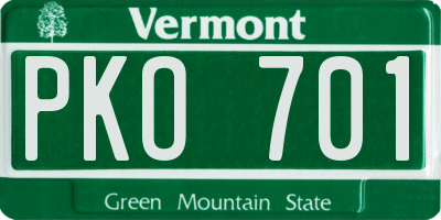 VT license plate PKO701
