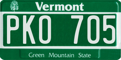 VT license plate PKO705