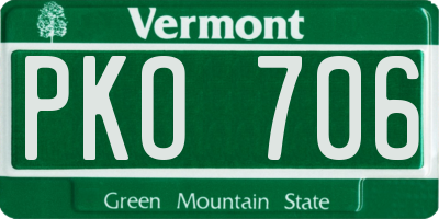 VT license plate PKO706