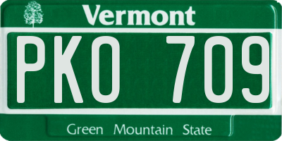 VT license plate PKO709