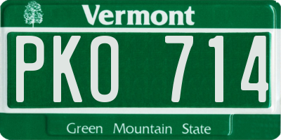 VT license plate PKO714