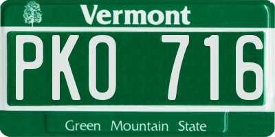 VT license plate PKO716