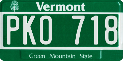 VT license plate PKO718