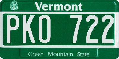 VT license plate PKO722