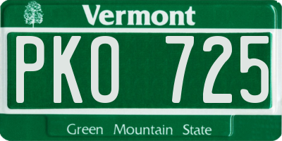 VT license plate PKO725