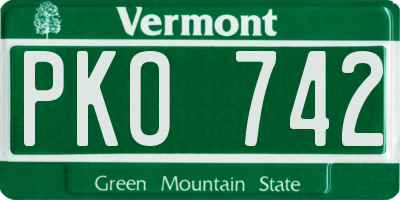 VT license plate PKO742