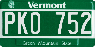 VT license plate PKO752