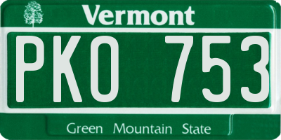 VT license plate PKO753